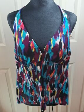 Catalina blue teal purple printed swim top